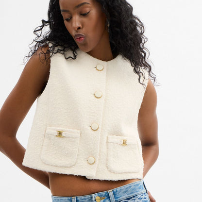 Coach Heritage C Boucle Vest Cream