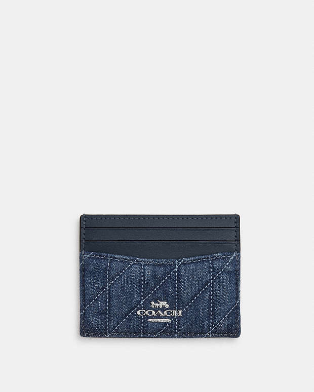 Slim Id Card Case With Quilting Denim-Silver-Denim Denim-Silver-Denim