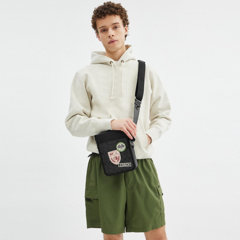 Coach Sullivan Crossbody Bag In Signature Canvas With Patches Gunmetal Charcoal Multi