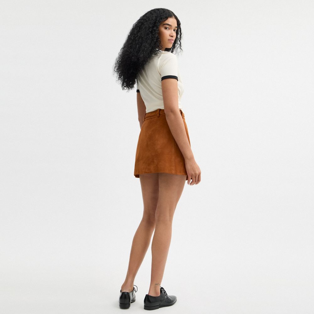 Coach Suede Skirt Warm Brown