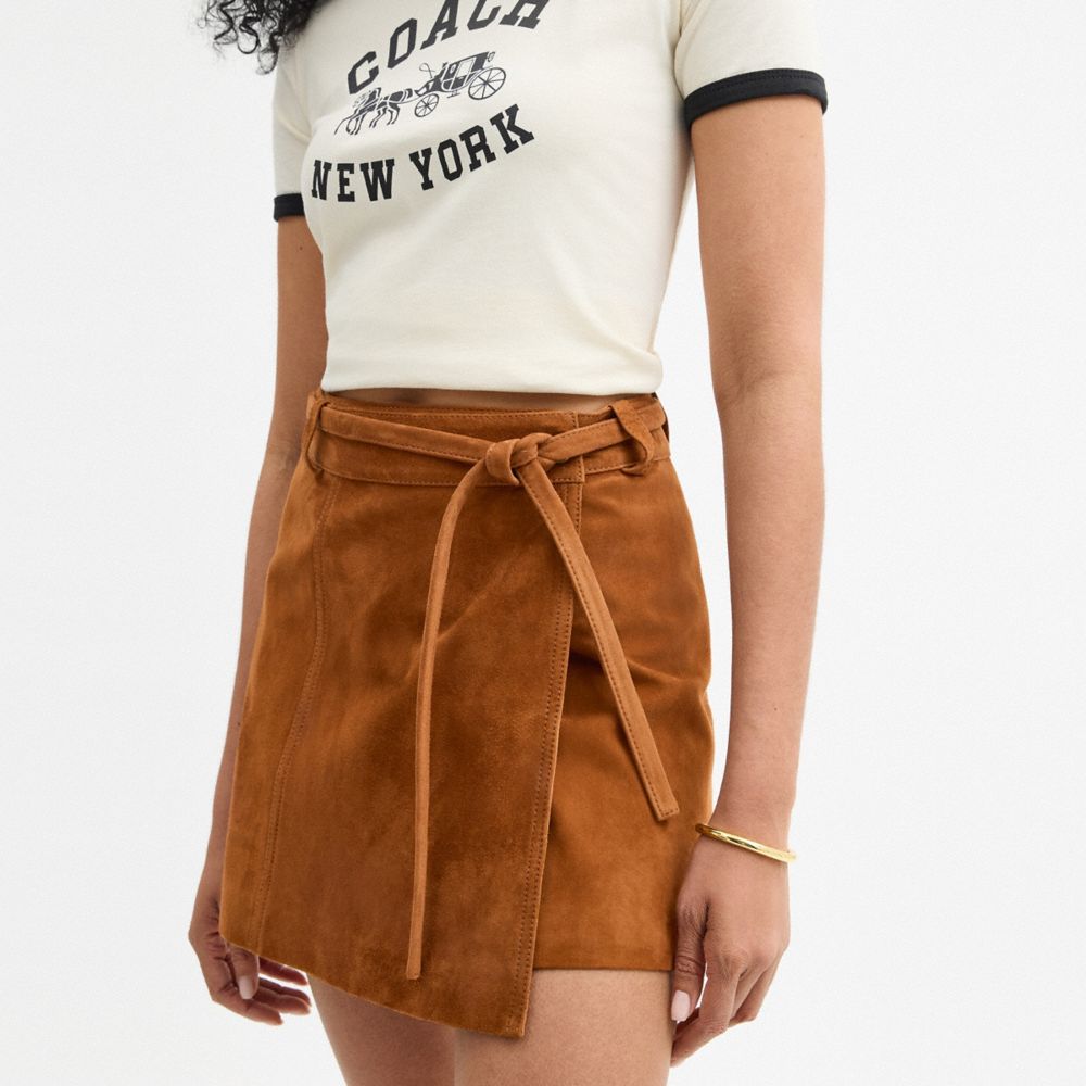 Coach Suede Skirt Warm Brown