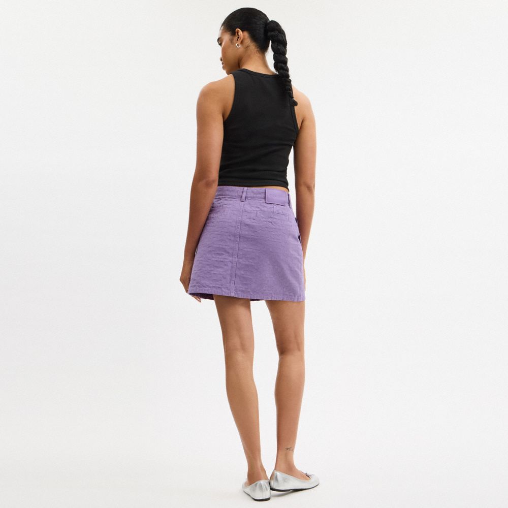 Coach Signature Denim Skirt Purple