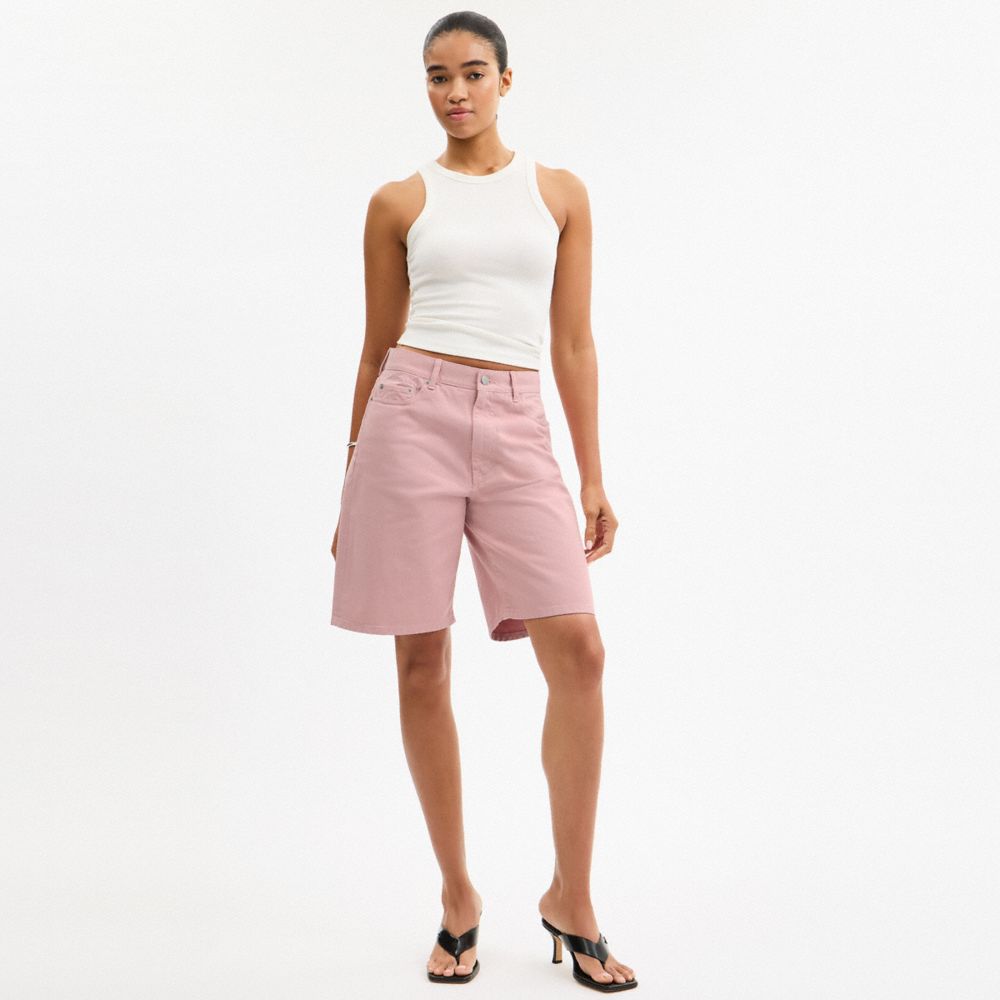Coach Denim Skater Shorts Pink