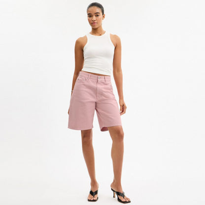 Coach Denim Skater Shorts Pink