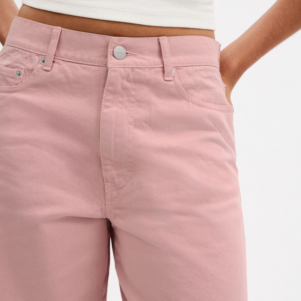 Coach Denim Skater Shorts Pink