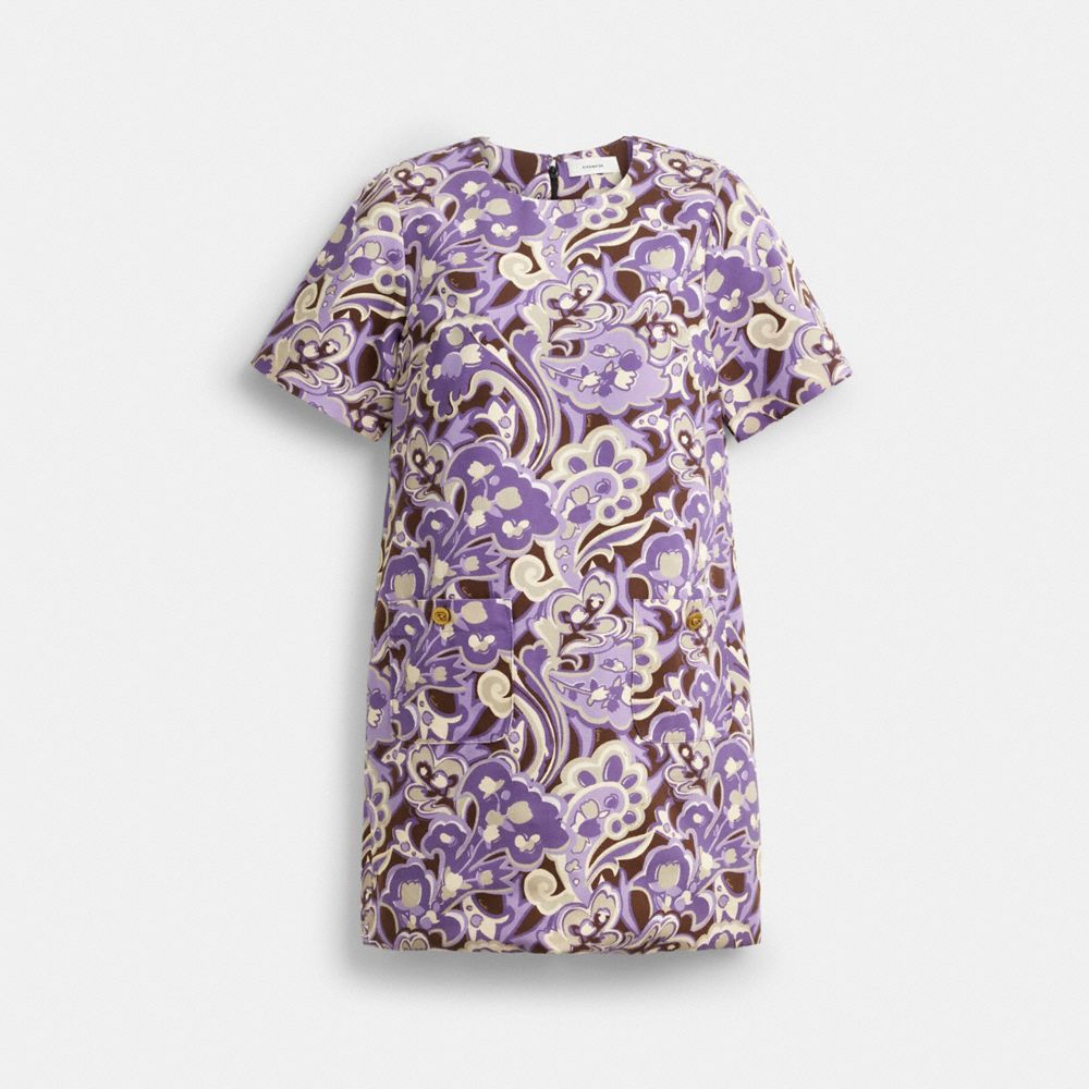 Coach Canvas T Shirt Dress In Regenerative Cotton Purple Paisley