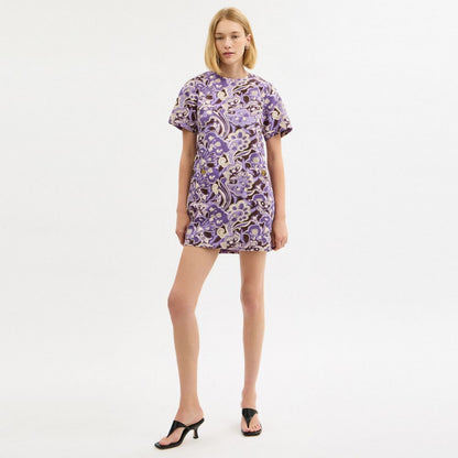 Coach Canvas T Shirt Dress In Regenerative Cotton Purple Paisley