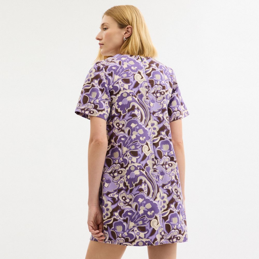 Coach Canvas T Shirt Dress In Regenerative Cotton Purple Paisley