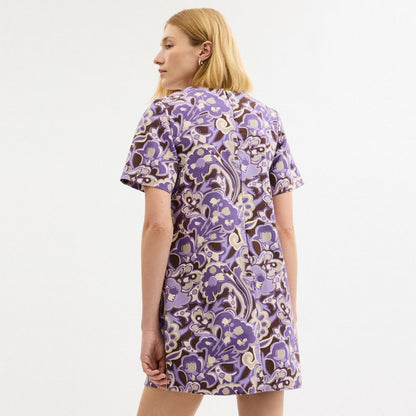 Coach Canvas T Shirt Dress In Regenerative Cotton Purple Paisley