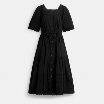 Coach Crochet Trim Dress Black