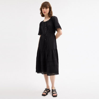Coach Crochet Trim Dress Black