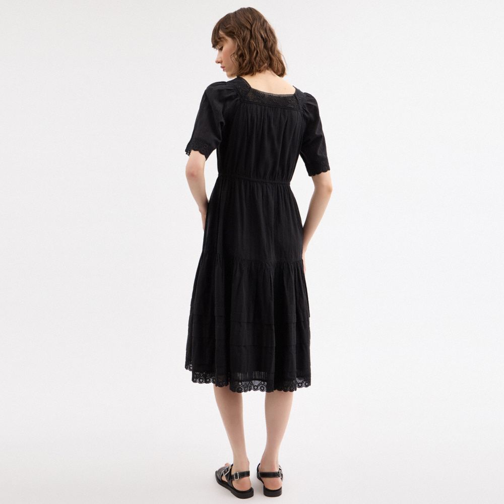 Coach Crochet Trim Dress Black