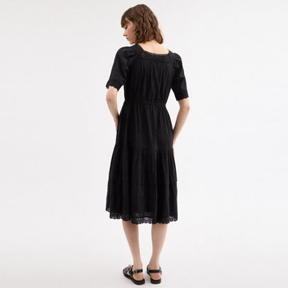 Coach Crochet Trim Dress Black