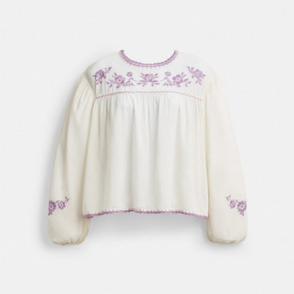 Coach Floral Embroidered Blouse White