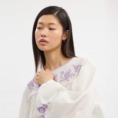 Coach Floral Embroidered Blouse White