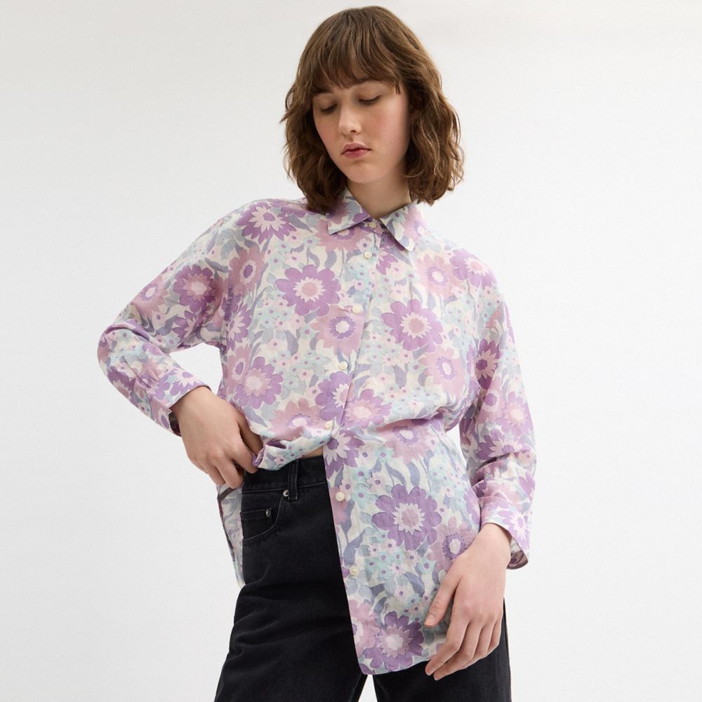 Coach Cotton Voile Shirt Purple Floral