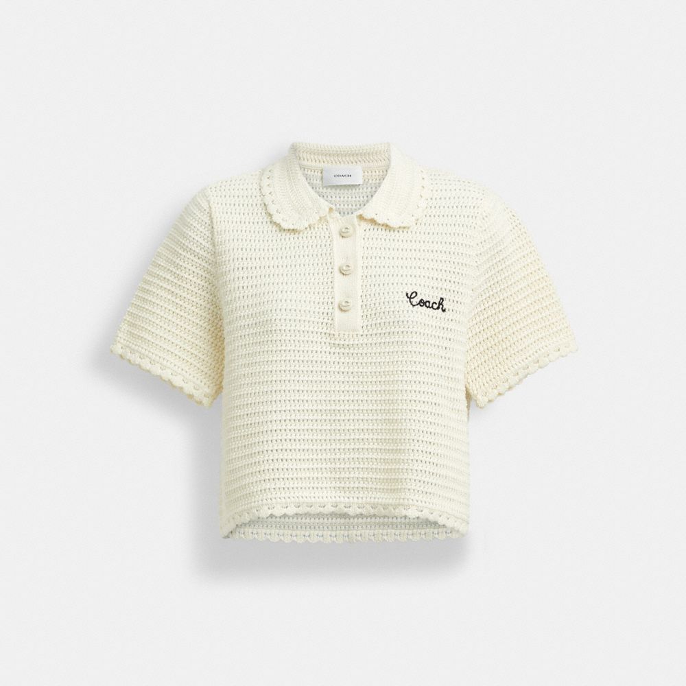 Coach Knit Cropped Polo Cream