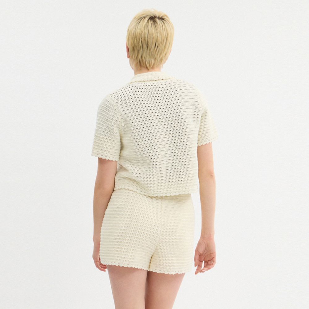 Coach Knit Cropped Polo Cream