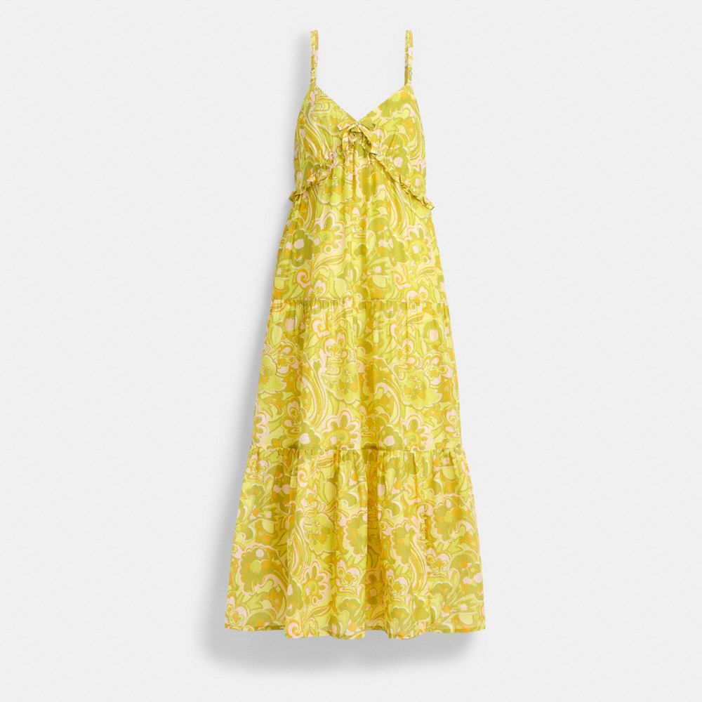 Coach Cotton Voile Maxi Dress Yellow Paisley