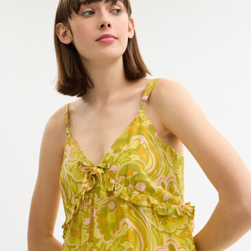 Coach Cotton Voile Maxi Dress Yellow Paisley