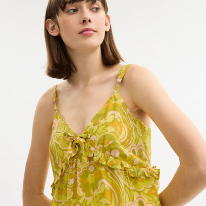 Coach Cotton Voile Maxi Dress Yellow Paisley