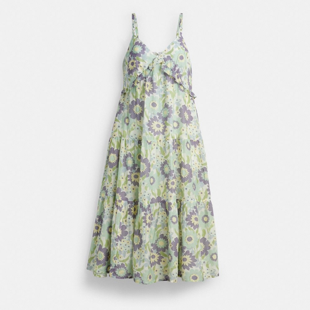 Coach Cotton Voile Maxi Dress Green Floral