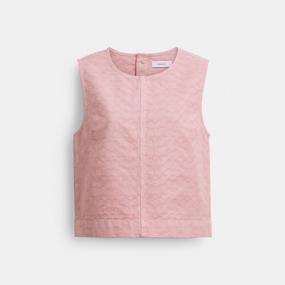 Coach Signature Denim Sleeveless Top Pink