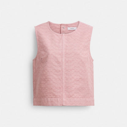 Coach Signature Denim Sleeveless Top Pink