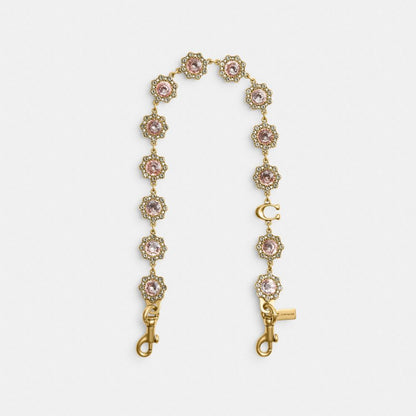 Coach Short Jewelry Chain Strap Brass Pink Multi