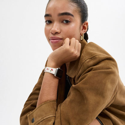 Coach Apple Watch® Strap, 38 Mm, 40 Mm And 41 Mm Cherry White