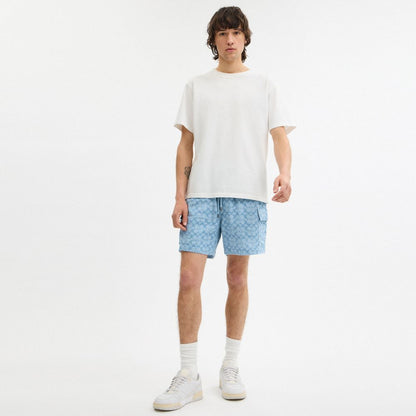 Coach Signature Camp Shorts Light Blue