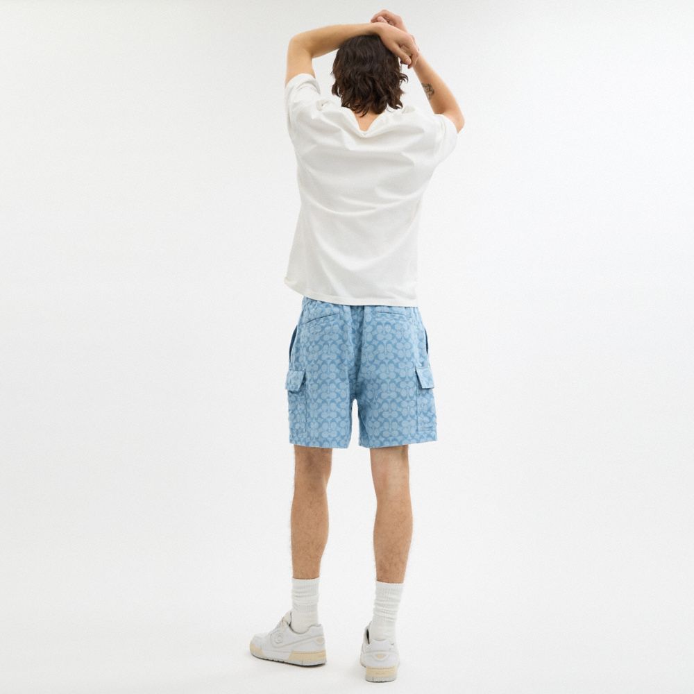 Coach Signature Camp Shorts Light Blue