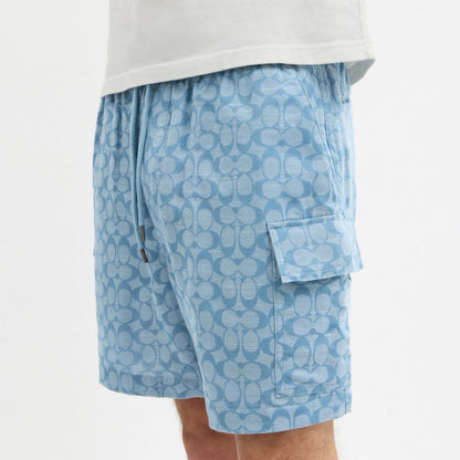 Coach Signature Camp Shorts Light Blue