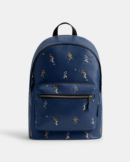 West Backpack With Baseball Print Qb-Deep Blue Multi Qb-Deep Blue Multi
