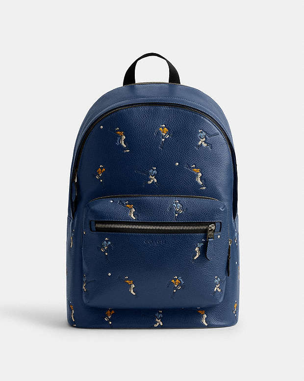 West Backpack With Baseball Print Qb-Deep Blue Multi Qb-Deep Blue Multi