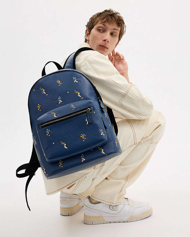 West Backpack With Baseball Print Qb-Deep Blue Multi Qb-Deep Blue Multi
