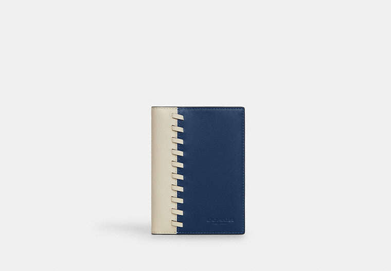 Passport Card Case With Whipstitch Qb-Deep Blue-Chalk Qb-Deep Blue-Chalk