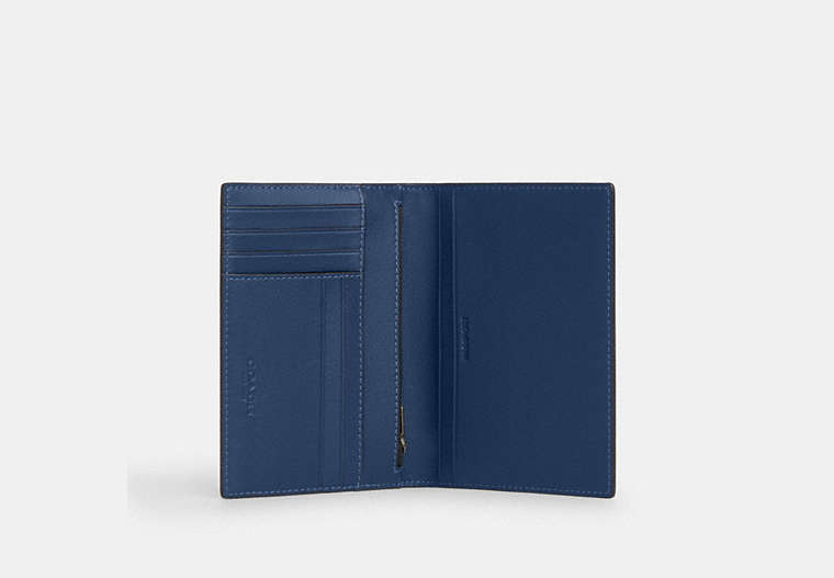 Passport Card Case With Whipstitch Qb-Deep Blue-Chalk Qb-Deep Blue-Chalk