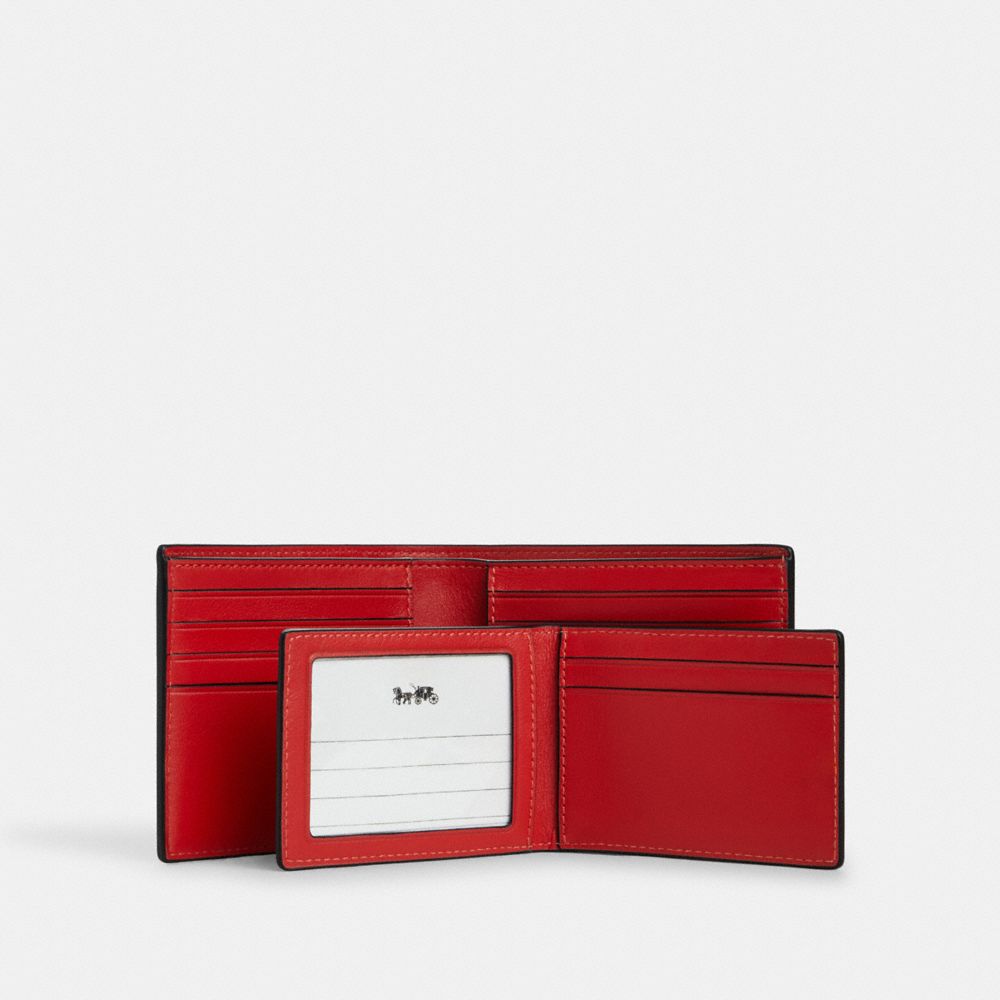 3 In 1 Wallet With Whipstitch Smooth Leather-Sport Red-Chalk Smooth Leather-Sport Red-Chalk