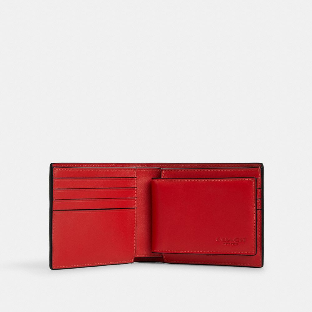 3 In 1 Wallet With Whipstitch Smooth Leather-Sport Red-Chalk Smooth Leather-Sport Red-Chalk