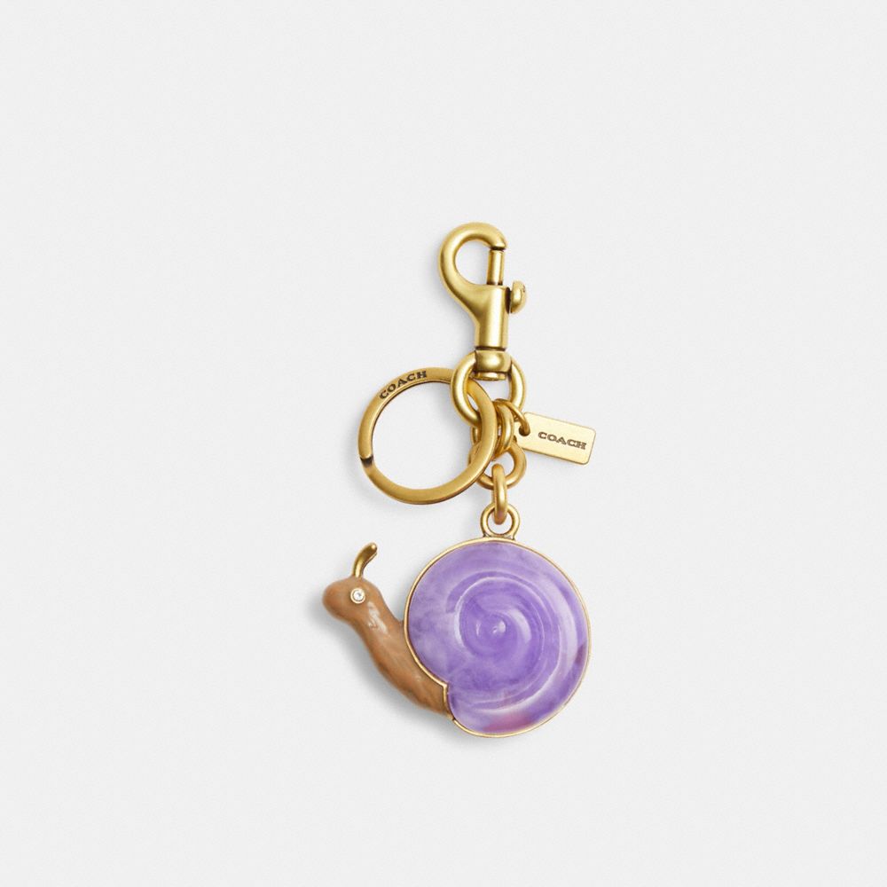 Coach Snail Bag Charm Brass Purple Multi
