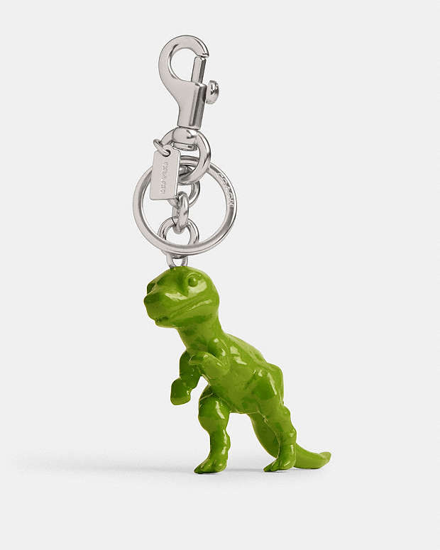 T Rex Bag Charm Silver-Green Silver-Green