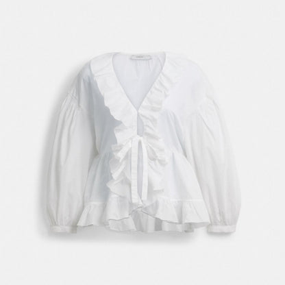 Coach Ruffle Blouse White