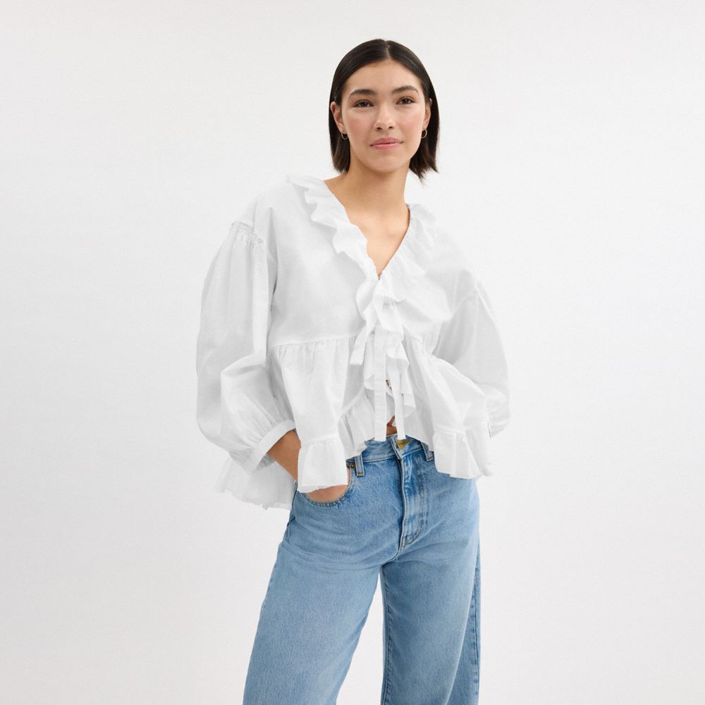 Coach Ruffle Blouse White