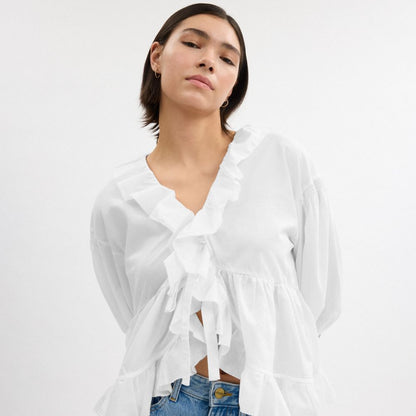 Coach Ruffle Blouse White
