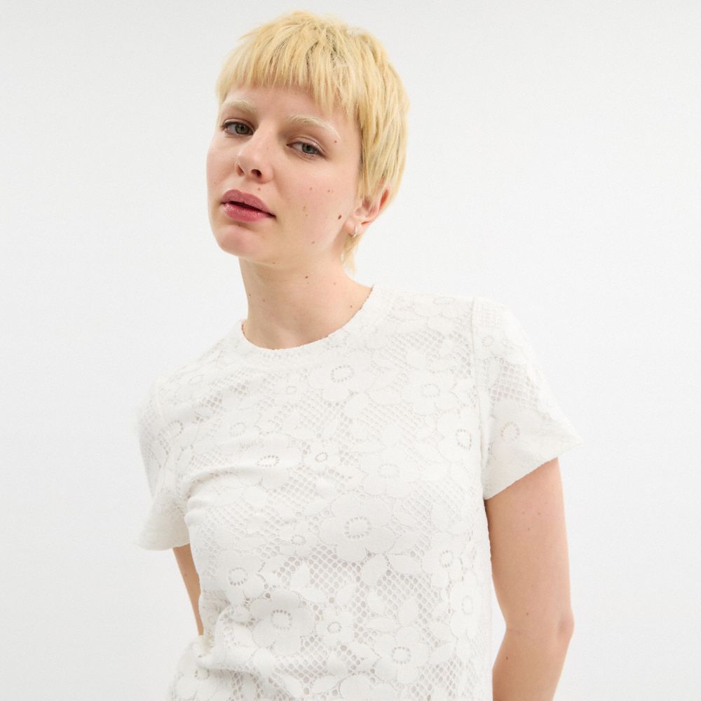 Coach Lace T Shirt Dress White