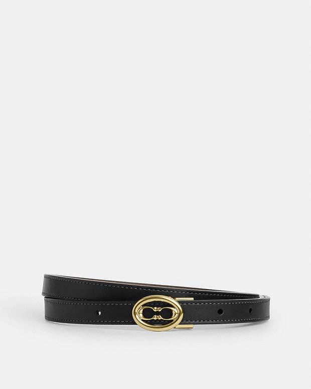 Buckle Cut To Size Belt, 18 Mm Smooth Leather-Gold-Black Dark Stone Smooth Leather-Gold-Black Dark Stone