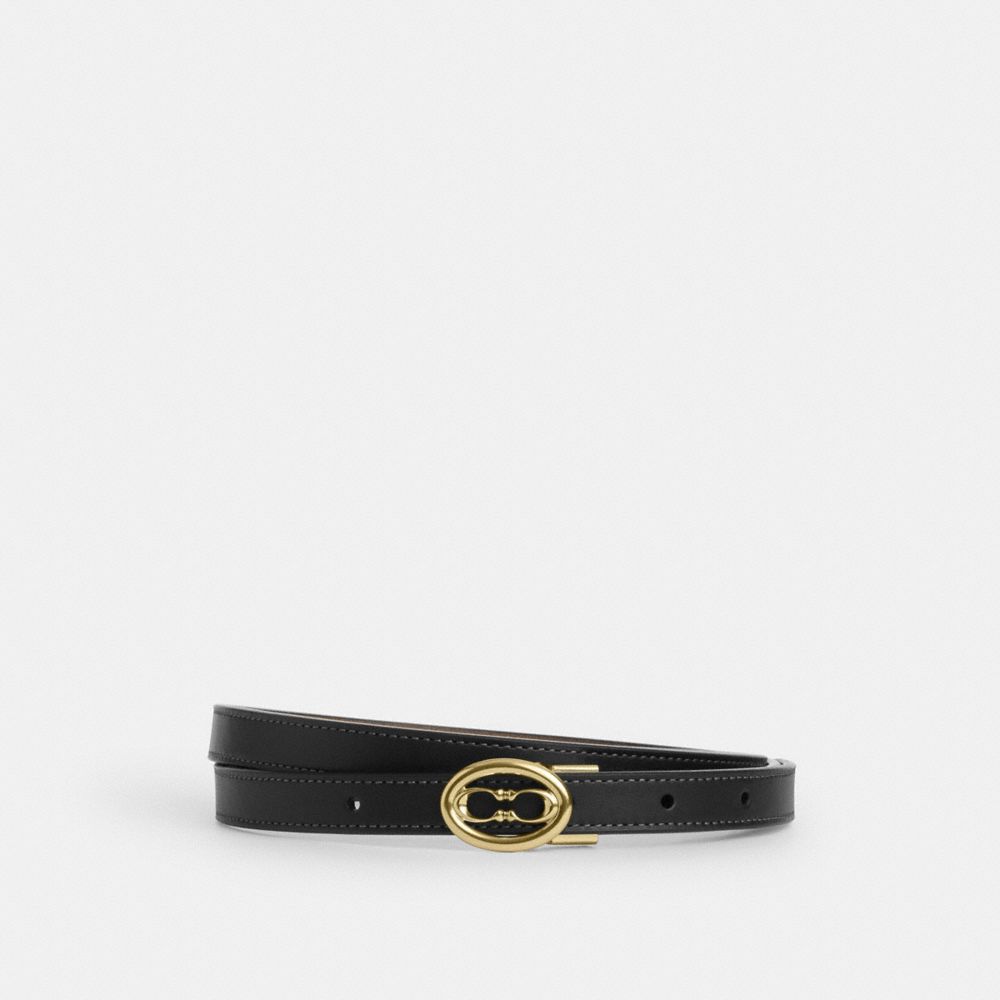 Buckle Cut To Size Belt, 18 Mm Smooth Leather-Gold-Black Dark Stone Smooth Leather-Gold-Black Dark Stone