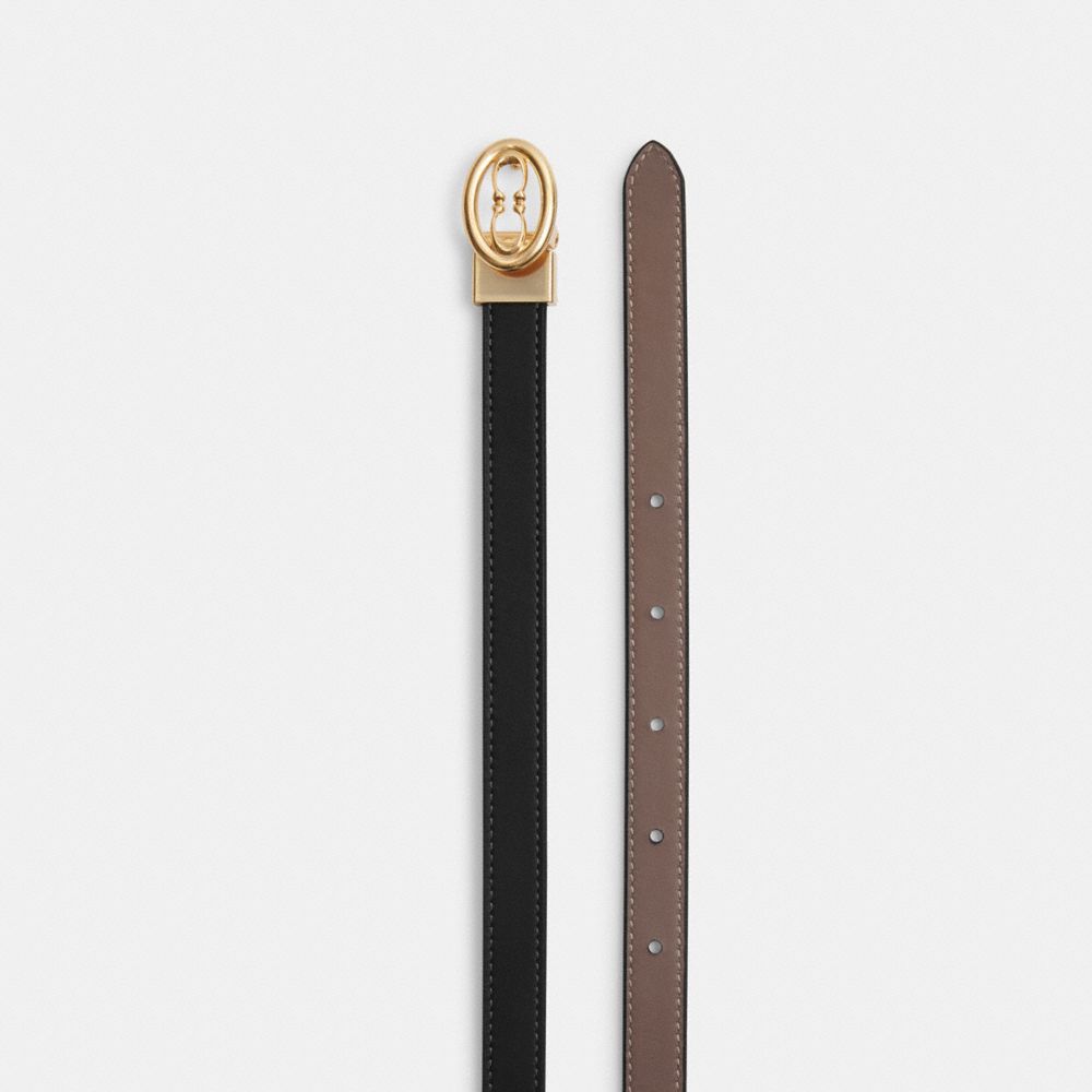 Buckle Cut To Size Belt, 18 Mm Smooth Leather-Gold-Black Dark Stone Smooth Leather-Gold-Black Dark Stone
