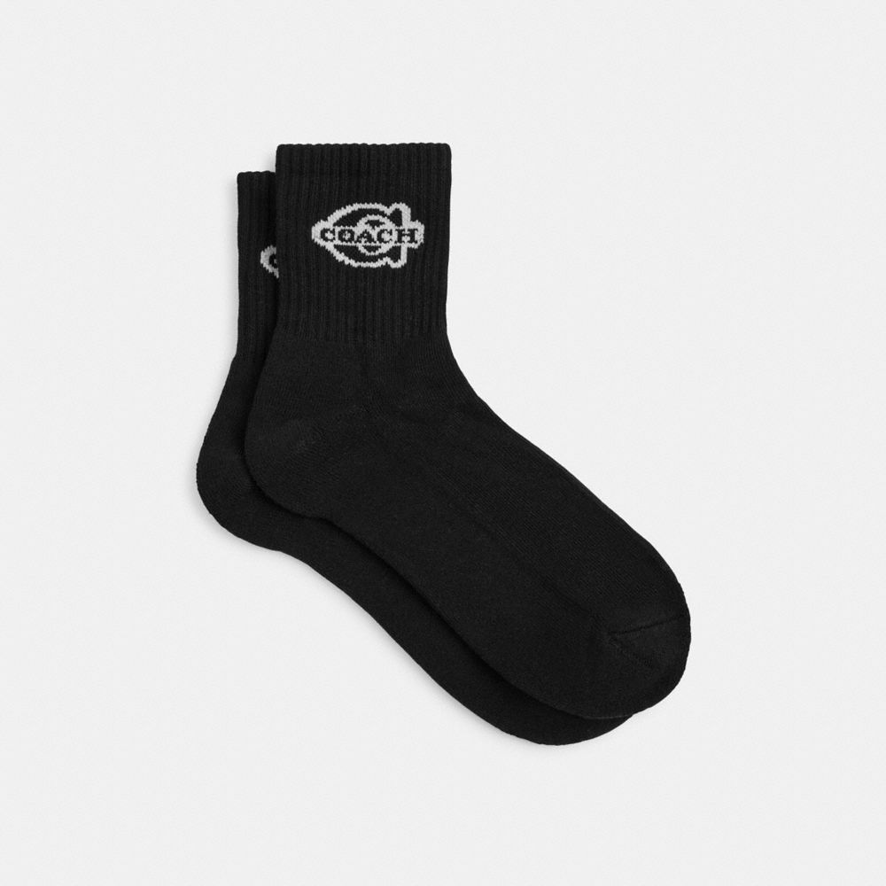 Coach Soho Quarter Crew Socks Black